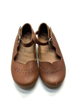 Adelisa & Co. Rylee + Cru Girls Cosecha Brown Leather Mary Jane Flats Buckle